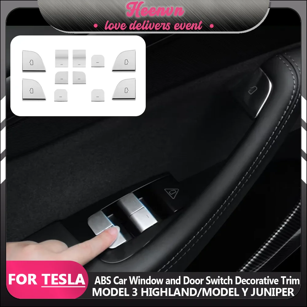 

Door Lock Window Switch Open Button Cover Protector Car Accessories For Tesla New Model Y Launch Juniper Model 3 Highland 2025