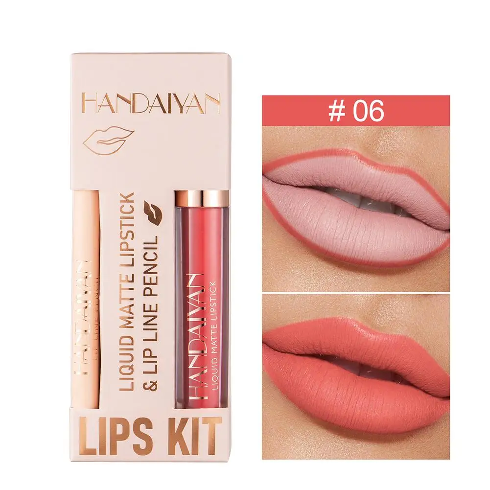 Lipliner, wasserdicht, matt, antihaftbeschichtet, verblassende Lippentönung, sexy rote Lippen, Kosmetik, Kontur, pralleres Make P2U6