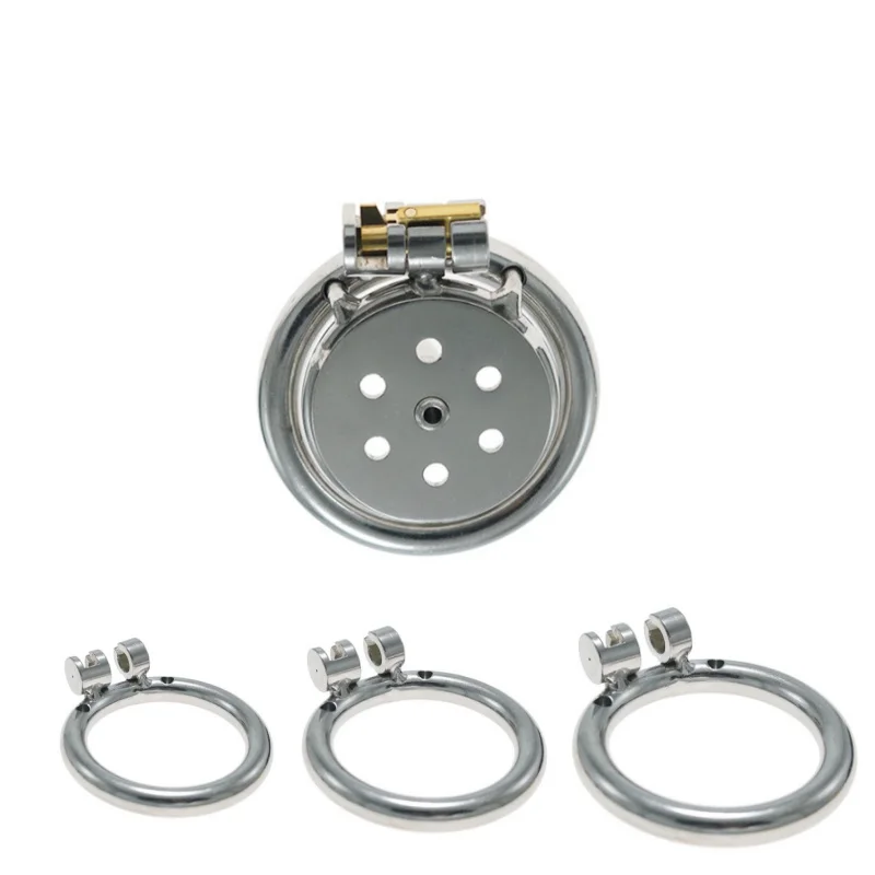 Male Metal Chastity Cage with Catheter Three Sizes of Rings To Choose From Flat CB Lock Bondage Cock Cage Erotic Sex Toys Gay 18