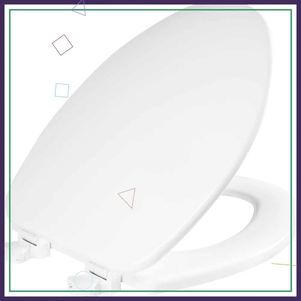 

Удлиненная белая сидушка для унитаза с легкоочищаемыми петлями для глубокой очистки, прочная эмалированная деревянная конструкция