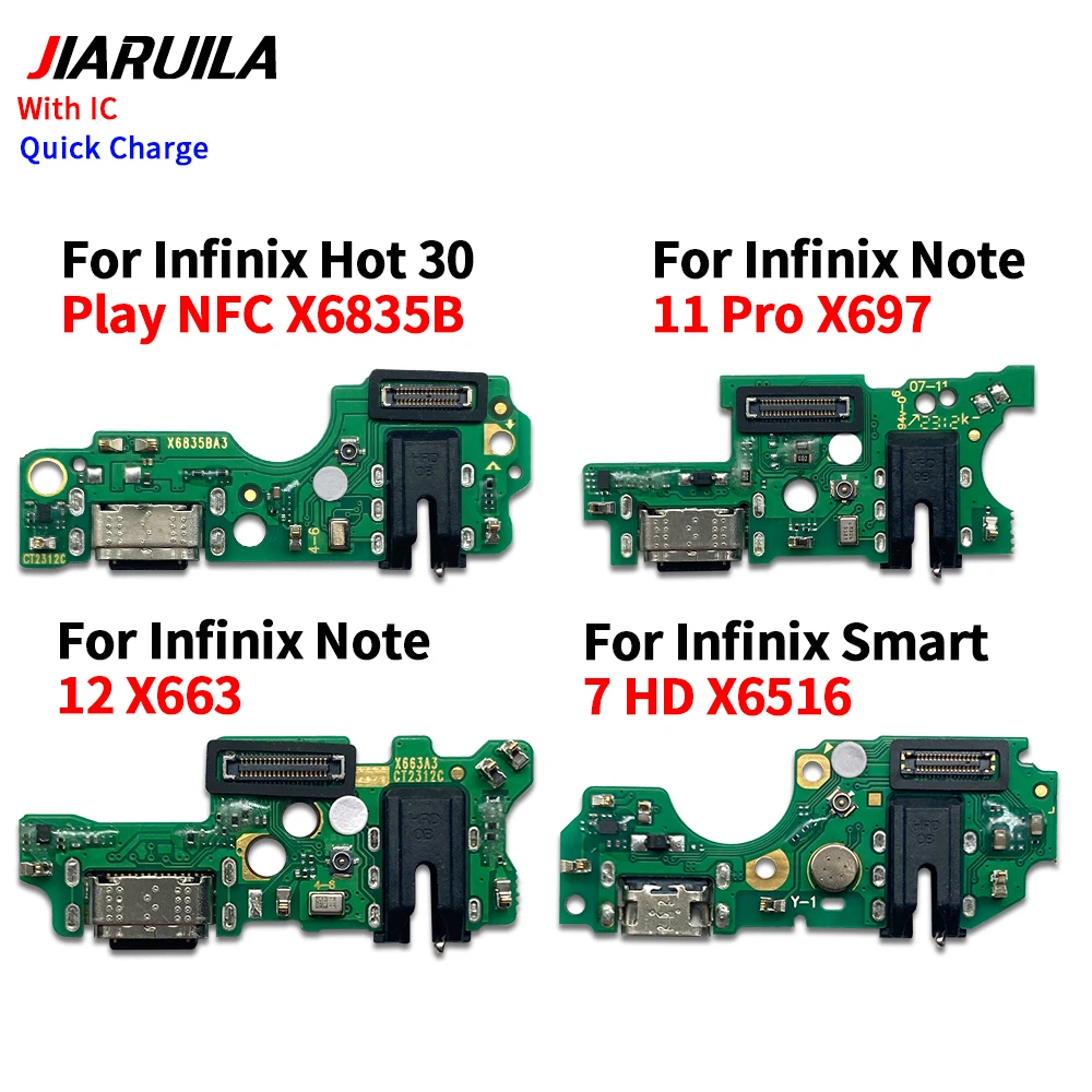 USB Charging Dock Jack Plug Socket Port Connector Charge Board Flex Cable For Infinix Hot 6X 7 10i 11 30 Play Note 10 11 With IC