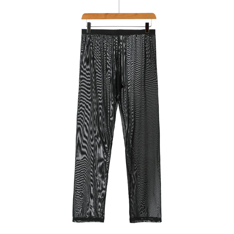 

Men'S Mesh Trousers See-through Pajama Pants Loose Translucent Yoga Nine-Point Leggings Stretchy Ultra Thin Sheer Sweatpants