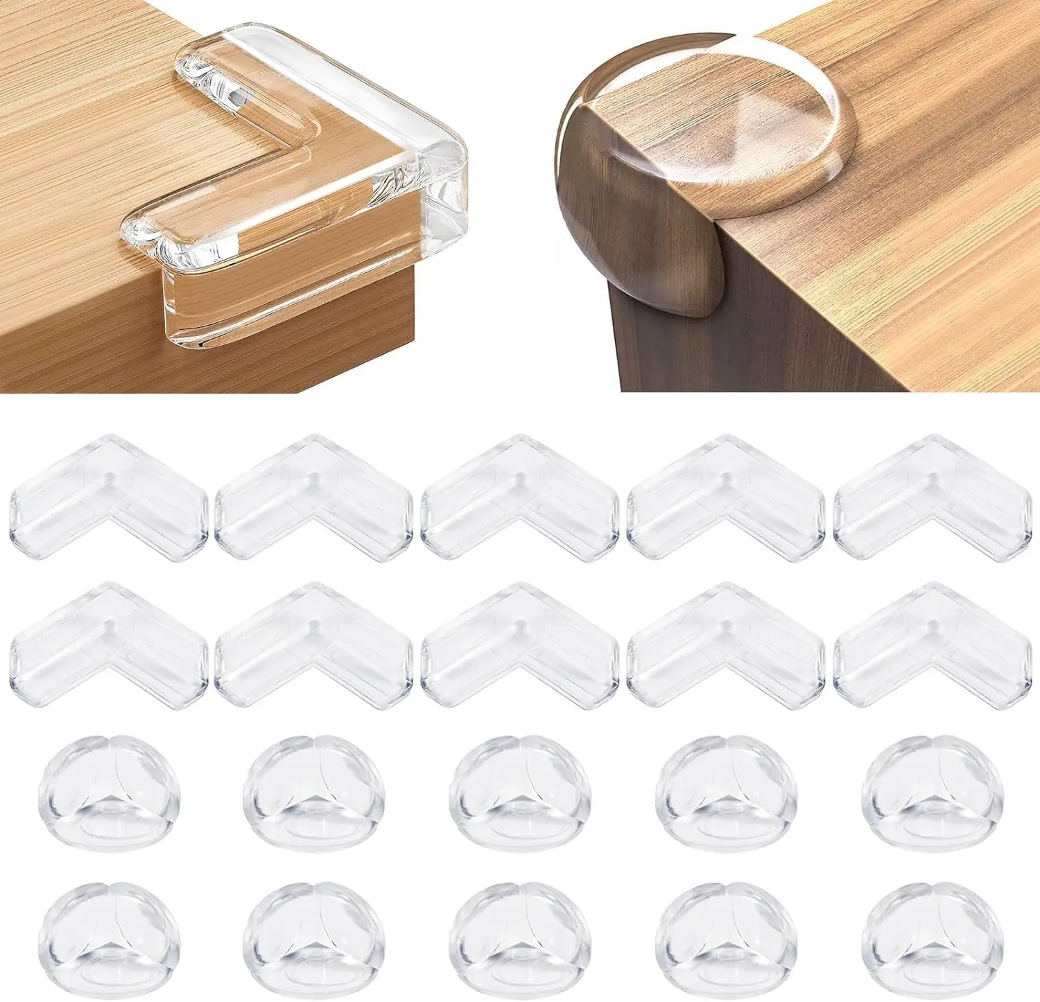 

20 Pack Clear Corner Protectors for Baby Safety, Furniture Guards with L and Ball Shapes