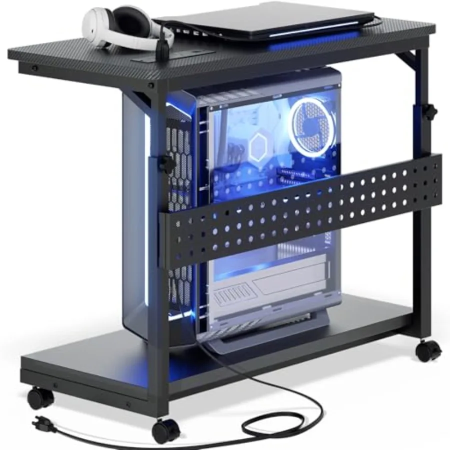 

Подставка для компьютерного корпуса 32 дюйма с розетками, 4 уровня, ручная регулировка высоты, для установки под столом, на колесиках