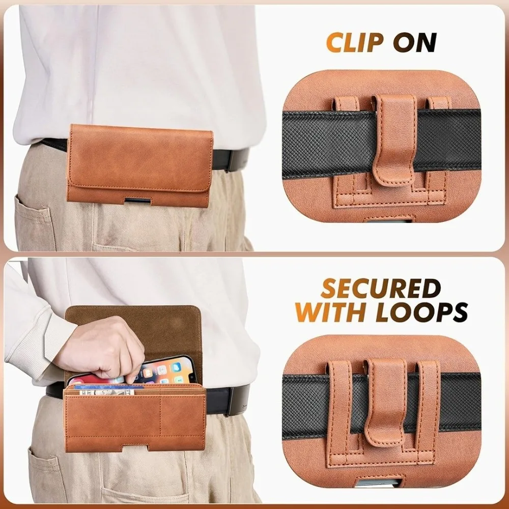 New Universal Card Phone Case PU Leather Belt Clip Design Phone Waist Bag Card Holder Slot Outdoor Sports Bag Outdoor Travel
