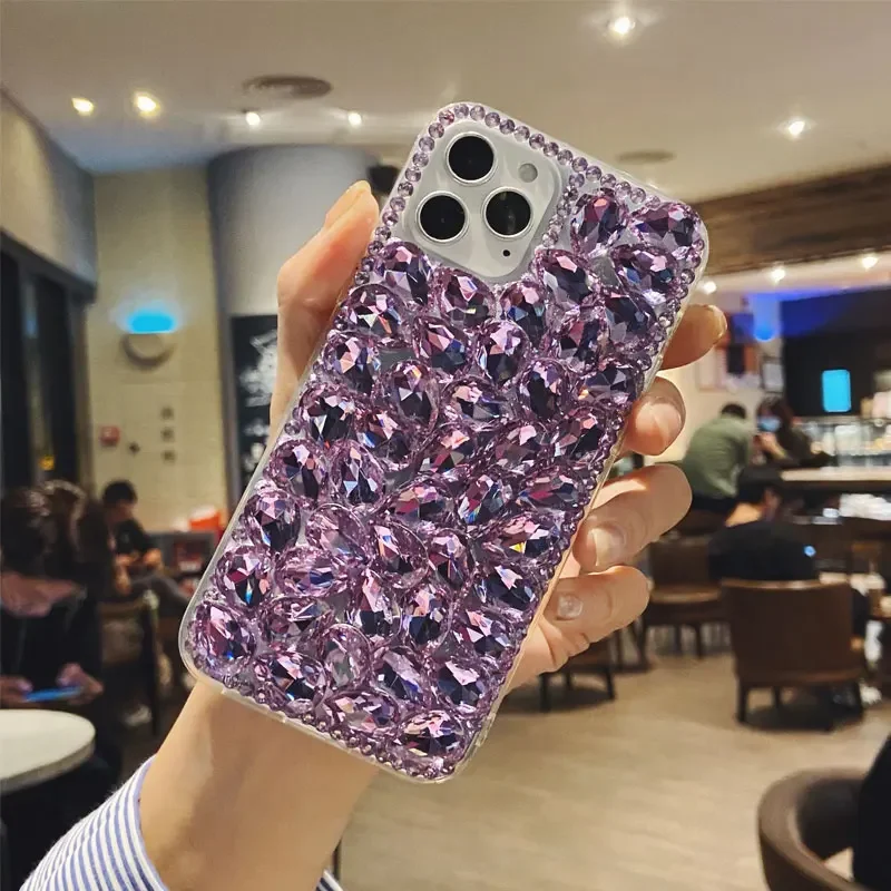 

Purple Bling Rhinestone Diamond Phone Case for Apple iPhone 16 12 13 14 15 Pro Max