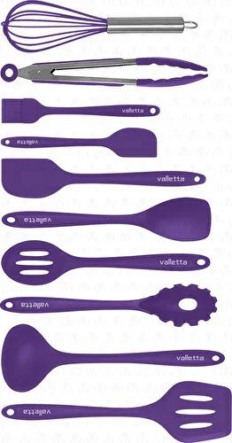 Salvatore Heat Resistant Fireproof Non-stick Silicone Spatula Set 10 Pieces Purple