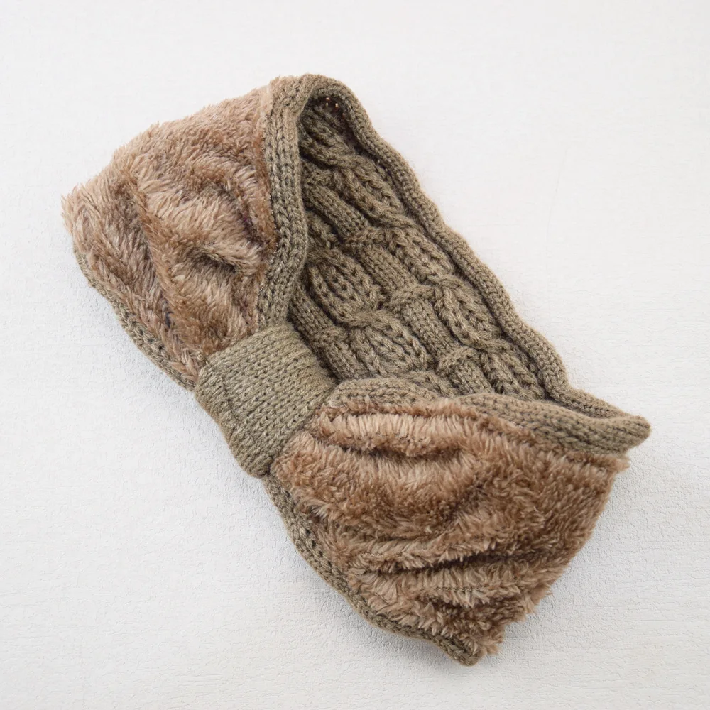 الشتاء محبوك عقال الكروشيه عمامة محبوك الأذن أدفأ مع بطانة أفخم الملتوية مطاطا عمامة أشرطة رأس إكسسوارات الشعر #4