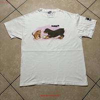 Vintage 90s IAMS Pet Food Cat Dog Playing Baseball Promo T-Shirt L VTG Animals