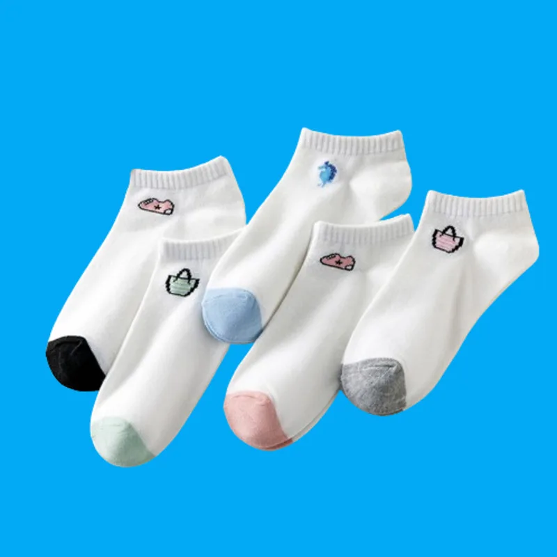 5/10 Pairs Women's Thin Boat Socks High Quality Appropriate Breathable White Women's Low Cut Socks Light Soft Women's Boat Socks