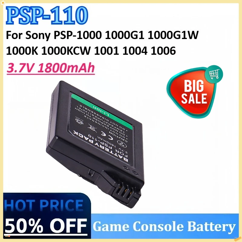

New 3.7V 1800mAh PSP-110 High-Capacity Game Console Battery for Sony PSP-1000 1000G1 1000G1W 1000K 1000KCW 1001 1004 1006