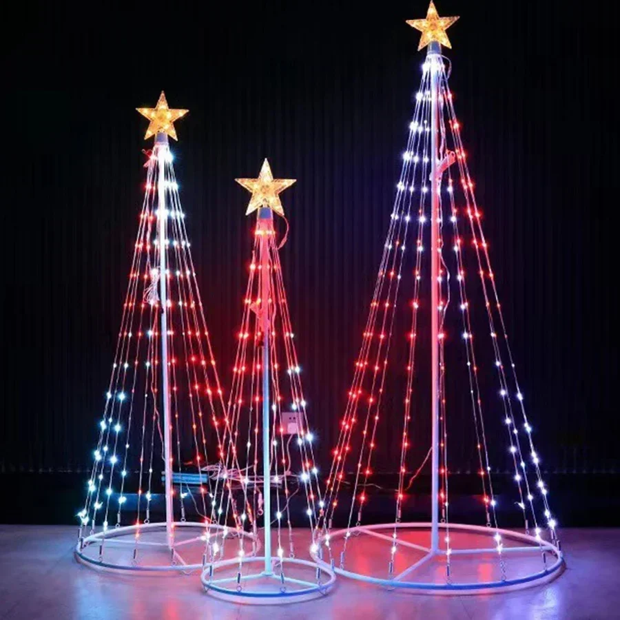 1.5M 2.1M Smart Lighted RGB Christmas Tree Cone Tree with Star Topper Outdoor DIY APP Controlled Lighted Christmas Tree Light