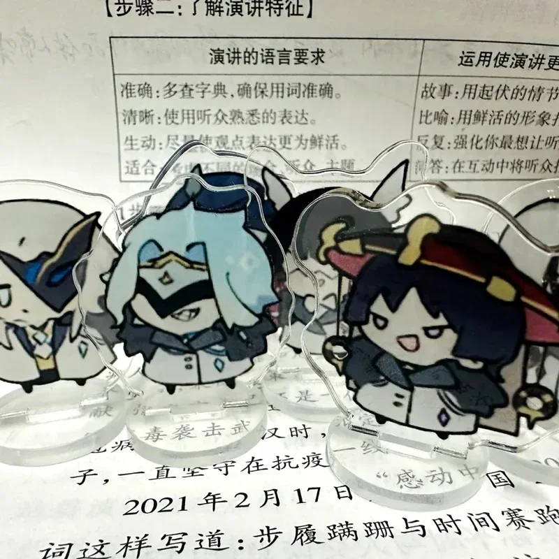 Jeu Impact Fatui Harbinger Cosplay Props, Desktop Standing Mold Keychain, Keyring, School Bag Pendant Key, Jo's, 11Pcs Set