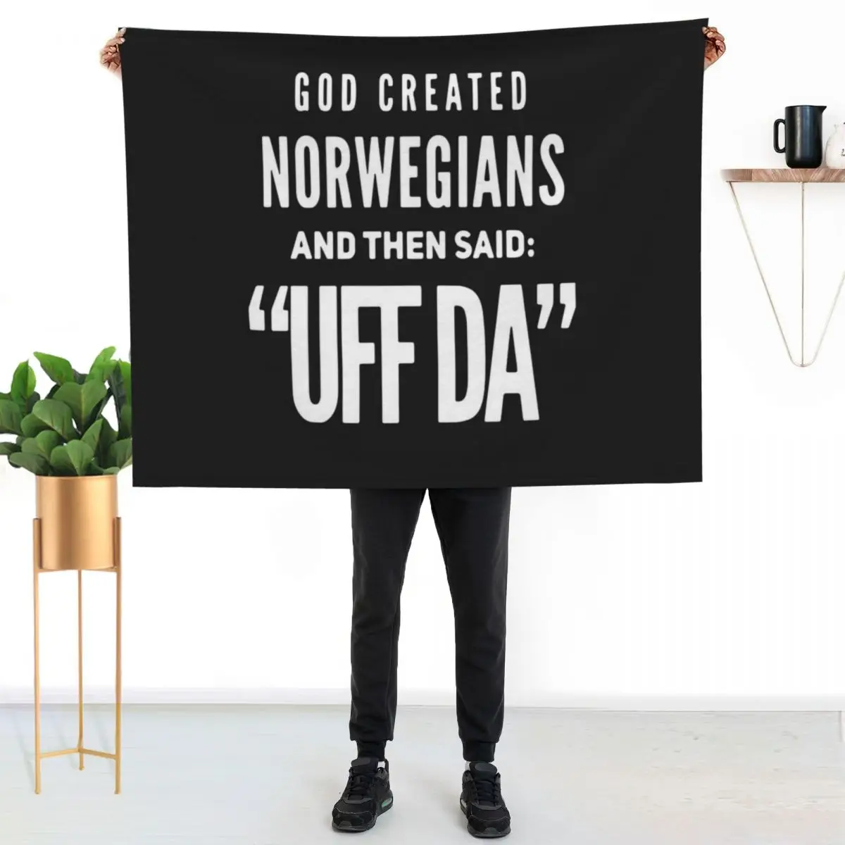GOD CREATED NORWEGIANS AND THEN SAID UFF DA SHIRT Throw Blanket Fuzzy Plush Throw Blanket for Sofa Chair