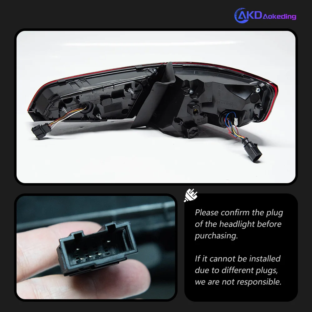 AKD الذيل مصباح لأودي A3 S3 سبورتباك هاتشباك مصباح ليد خلفي 2013-2020 A3 الخلفية الضباب الفرامل بدوره إشارة اكسسوارات السيارات