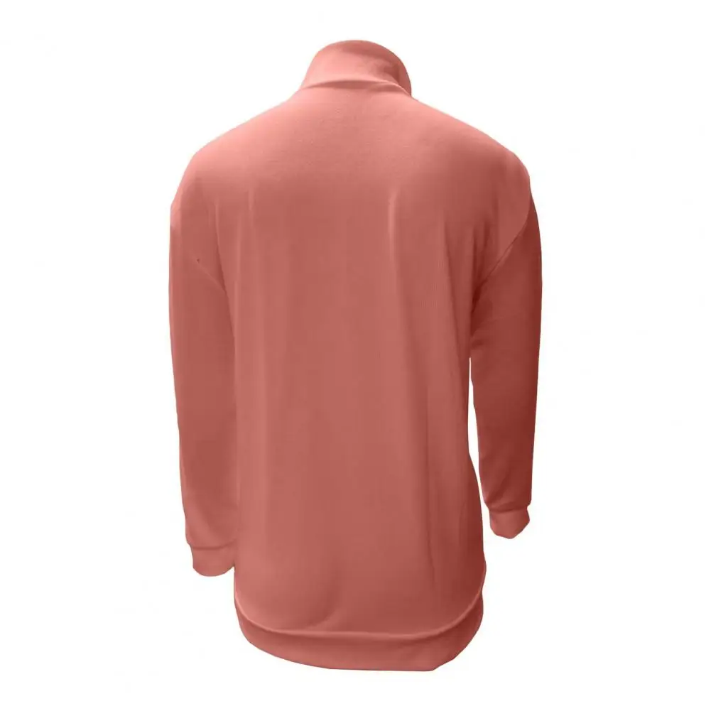 Plus Size Men Sweatshirt Autumn Winter Top V-Neck Zipper Solid Color Shirt Long Sleeve Warm Pullover Casual Sweatshirt