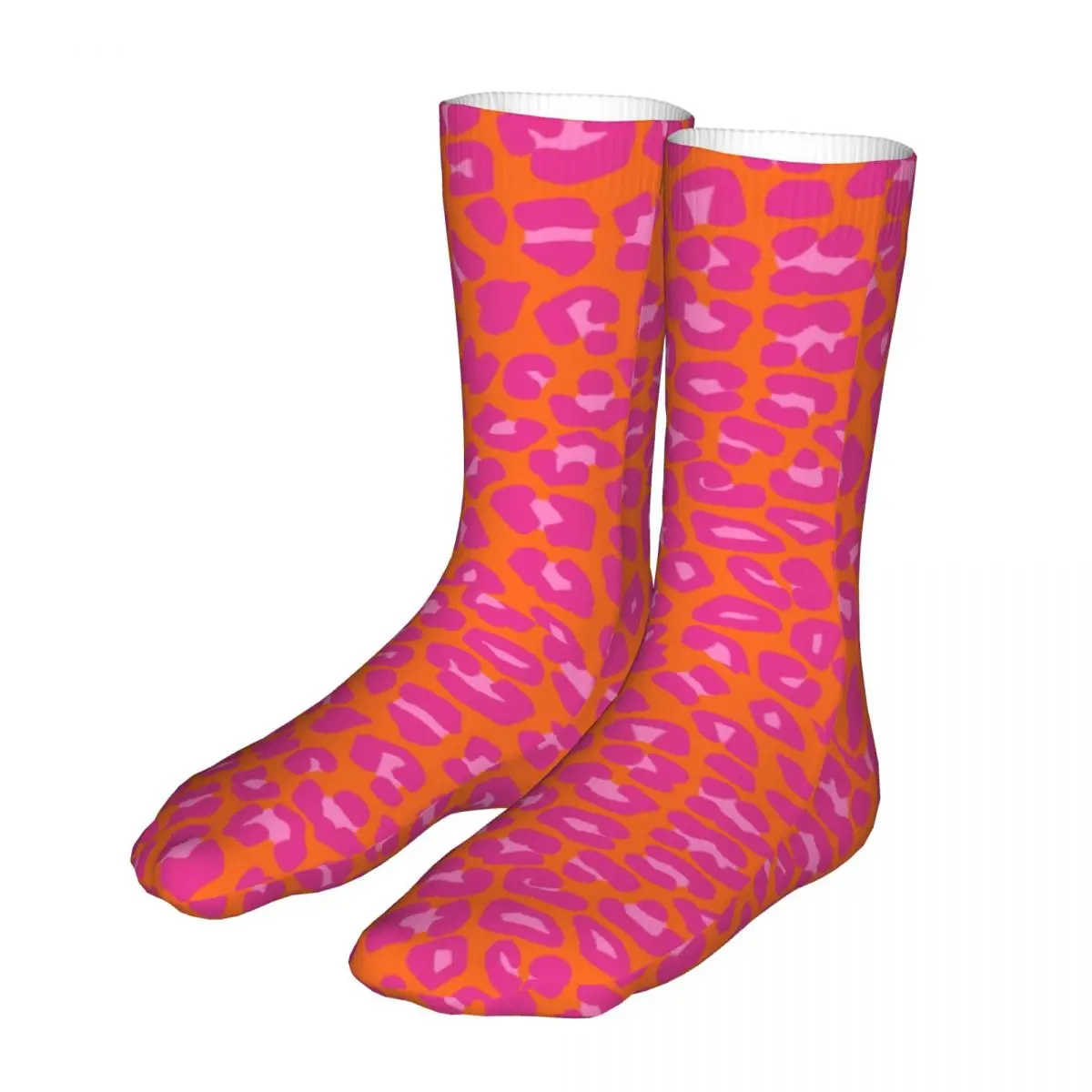 Female Sport Orange And Pink Leopard Spots Print Socks Cotton Happy Women Socks