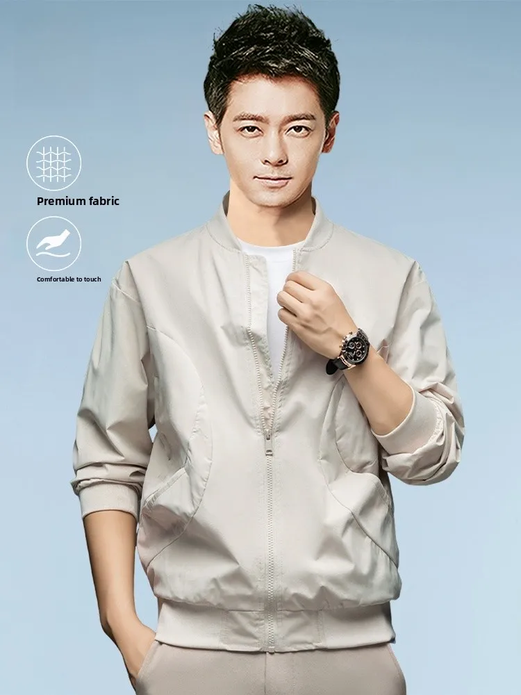 

Rn Baseball Jaet, мужская весенне-осенняя легкая повседневная ветрозащитная куртка, простой дизайн, длинная рубашка с застежкой-молнией...