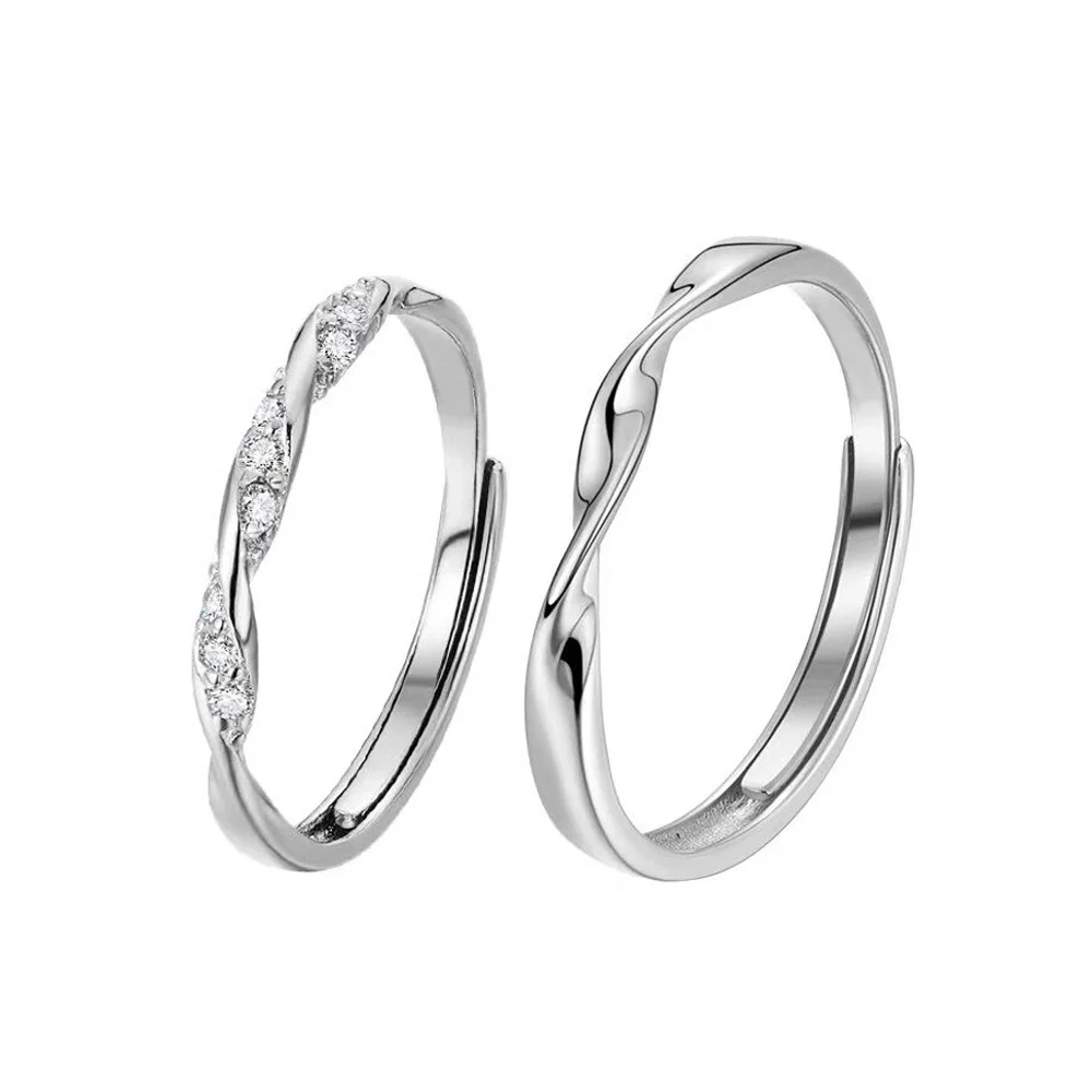 925 Sterling Silver Mobius Ring, AAA Zircon Gift