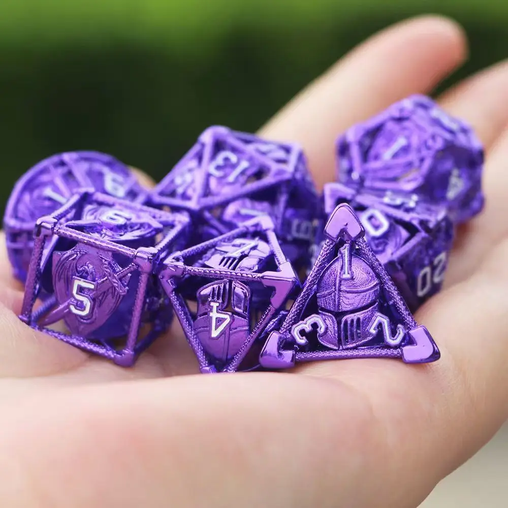 

Knight Honor Hollow Dices Purple Metal Dice Set for RPG Games Cthulhu DND Dice for Dice Collectors and Role Playing