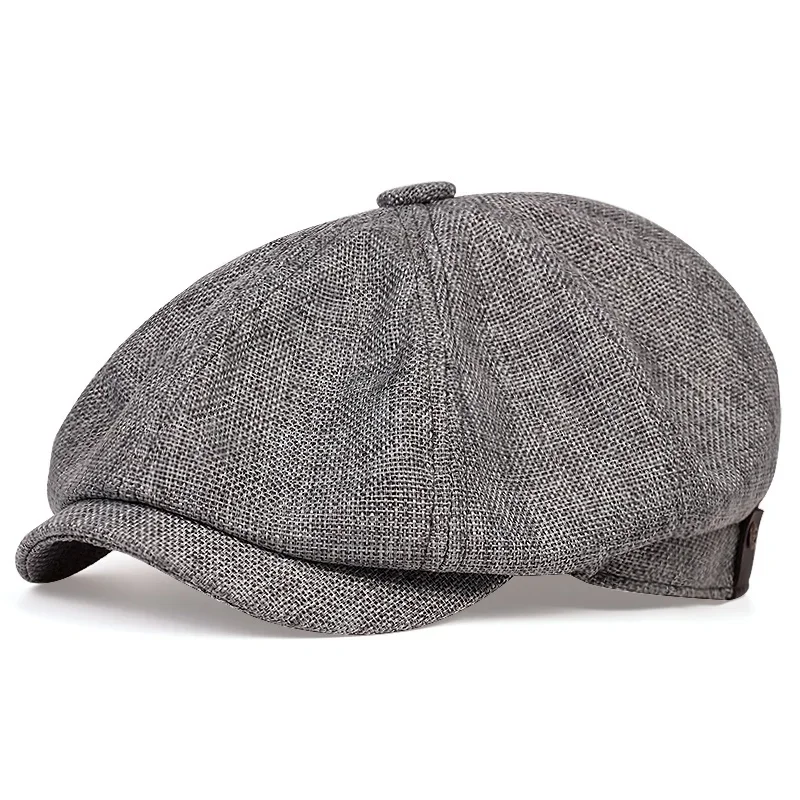 Neue Herren Casual Newsboy-Mütze Frühling Sommer Dünne Retro-Baskenmütze Lässige Unisex Achteckige Kappe Modische Hip-Hop-Mützen Gorras