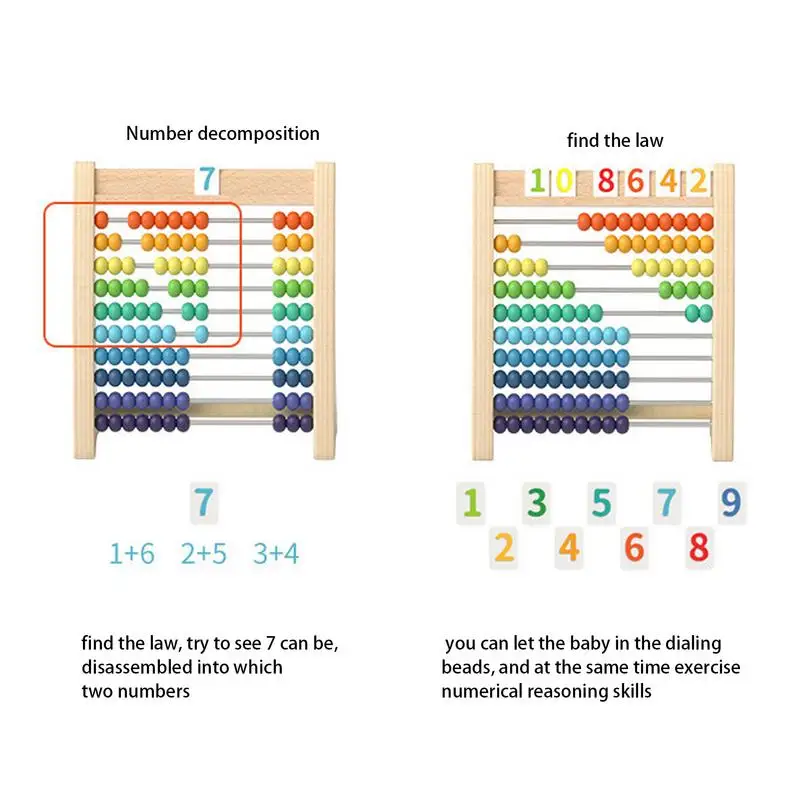 لعبة عد تعليمية خشبية كلاسيكية للأطفال الصغار ، ألعاب تعليمية مونتيسوري ، معداد حسابي للأرقام ، حبات ، رياضيات مرحلة ما قبل المدرسة ، هدية