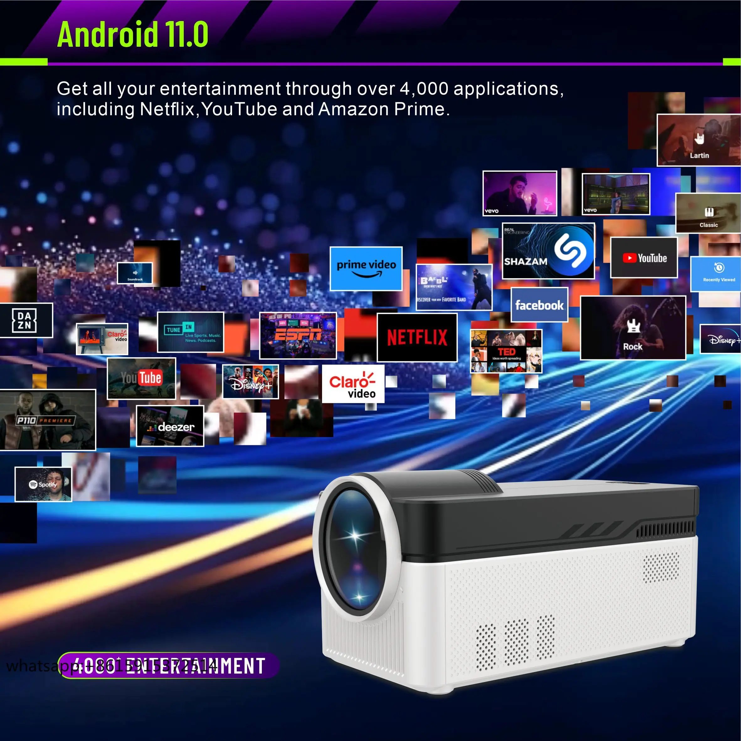 MOQ Rendah OEM/ODM Android Mendukung 4K HY450 Proyektor Portabel Mini Proyektor LED Proyektor Mini Proyektor Portabel Mini Pintar 4K