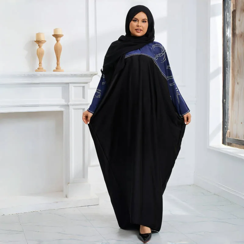 Loose Patchwork Diamonds Rhinestone Robes Abaya With scarf Stylish African Long Dress Dubai Turkey Luxury Elegant Muslim Kaftan