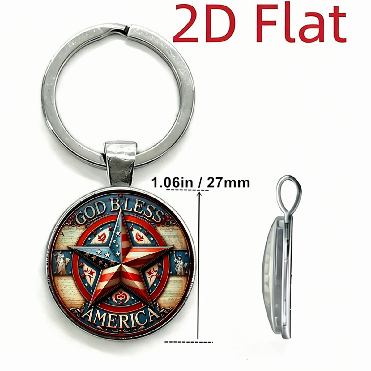 1PC American Flag Pentagram Keychain GOD BLESS AMERICA 4th of July Independence Day Celebration Accessory USA Patriotic Gift