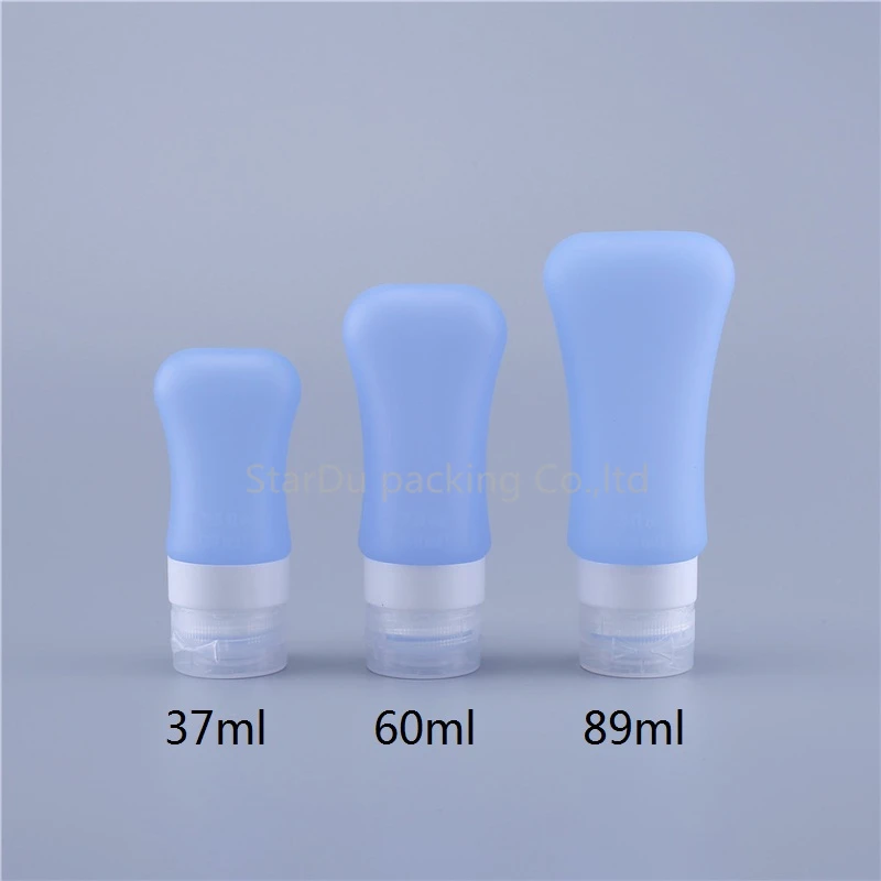 12 unids/lote 37ml 60ml 89ml botella vacía de silicona para embalaje de viaje botella de prensa para loción champú contenedor botella de tarro de viaje al aire libre