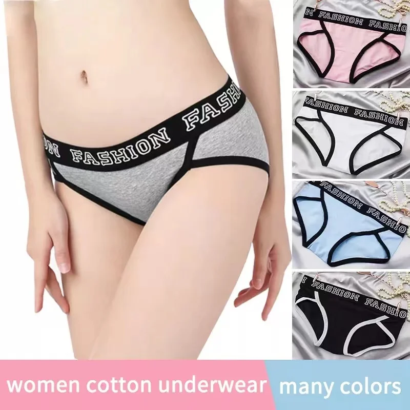 2pcs Cotton Panties Comfortable Underpant ladies Sexy Underwear Letters Plus Size Lingerie Female Causal Briefs Women Intimates