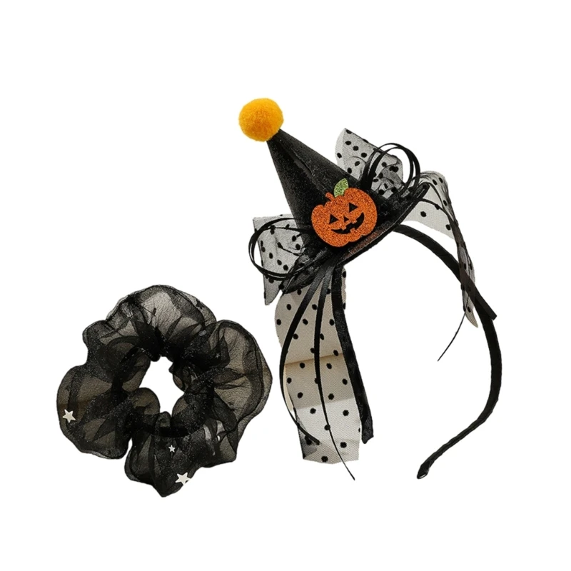 

Halloween Headdress Hair Tie Headband Pumpkin Glitter Ribbon Hairband Hair Hoop Strong Hold Hairpin for Girls