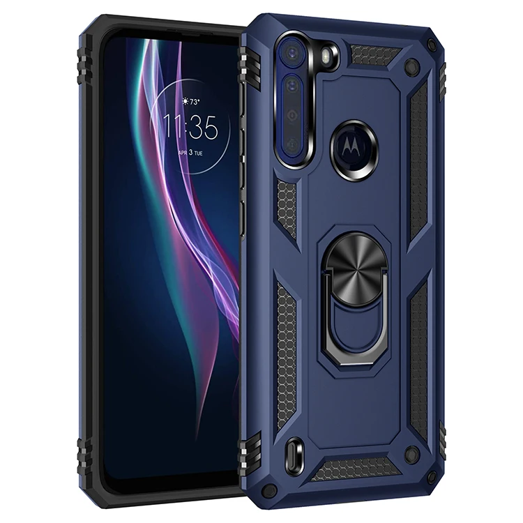 for MOTO One Fusion Armor Shockproof Case for Motorola One Fusion + Rugged Military Protective Magnet Car Holder Ring Case Cover