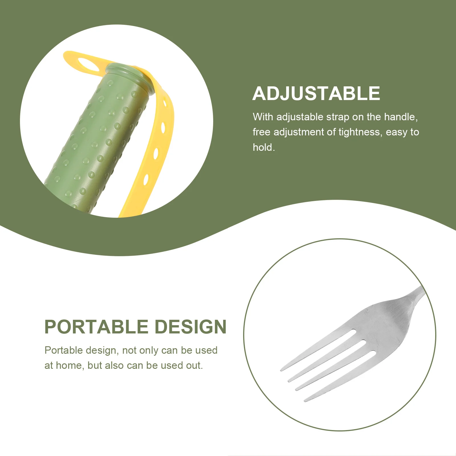 

Adaptive Fork Portable Adult Utensil Adjustable Handle Non-Slip Anti-Skid Elderly Disabled Person Eating Tableware