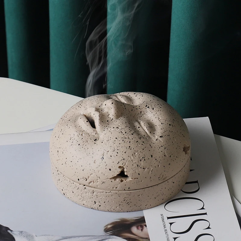 Face Storage Box Censer Tray Household Indoor Mosquito Coil Box Abstract Portrait Storage Container Organizer Home Decoration