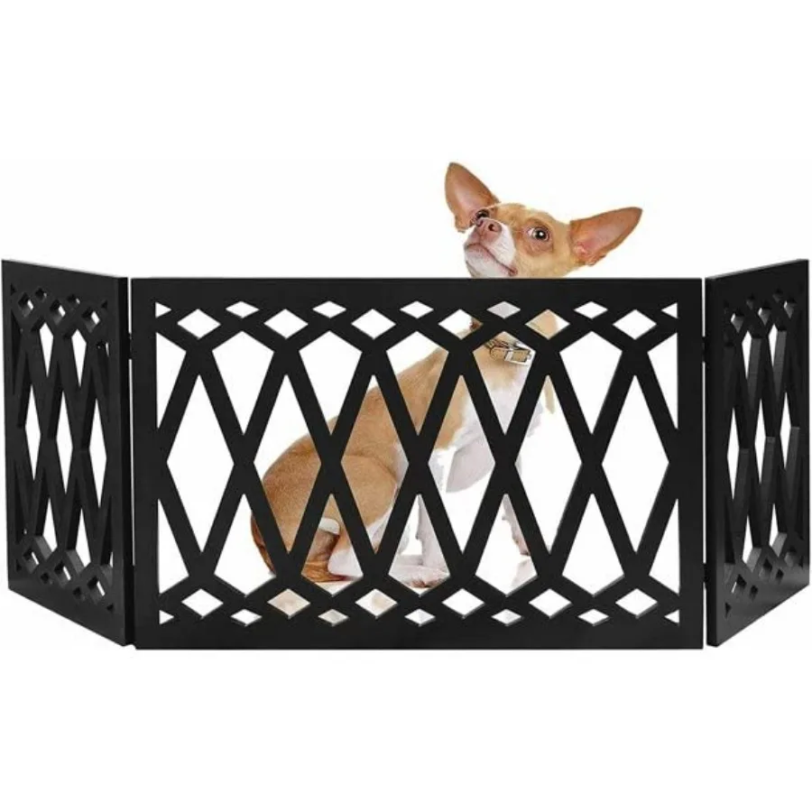 

Pet Gate for Doorways and Stairs - Safety Dog Gate -Wooden Panel Freestanding Gates for The House- Z Shape Tri-Fold