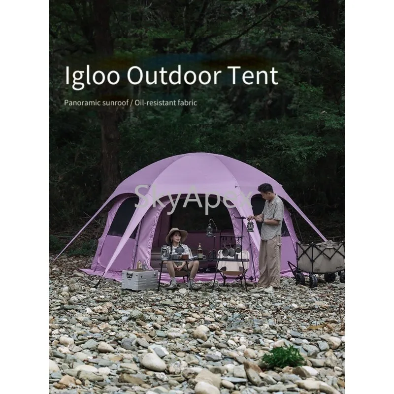 Portable Rainproof Thickened Windproof UV Resistant Spherical Ice Hous e Ridge  Tent Family Group Picnic Camping Overnight Trips