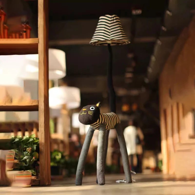 

Black Striped Cat Floor Lamps Cartoon Cute Children's Room Lamp Warm Baby Room Decoration Boy Girl Bedroom Bedside Floor Lights