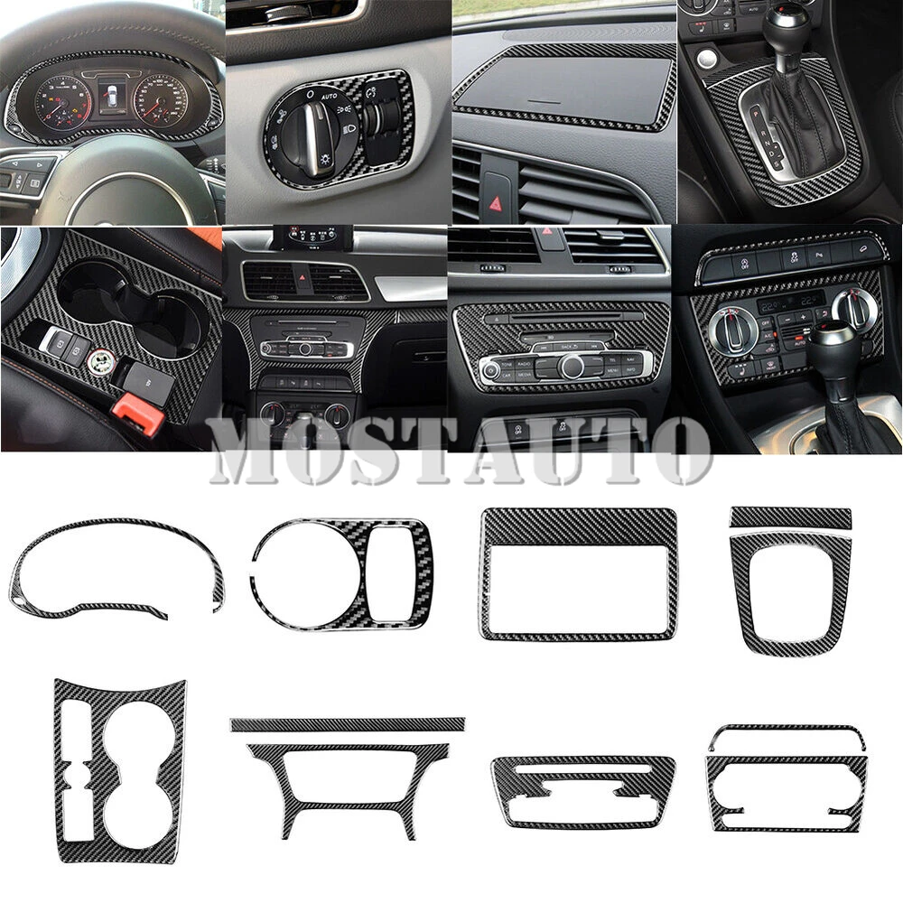 

For Audi Q3 Soft Carbon Fiber Interior Accessories Kit Cover Trim 2013-2018 11pcs Interior Whole Kit
