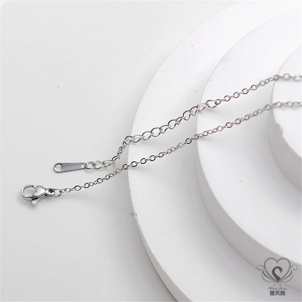 White K Stainless Steel Copper Gold-plated Loose O Flattened 0 Finished Necklace Sheet Extension Chain 50cm DIY Thin Chain