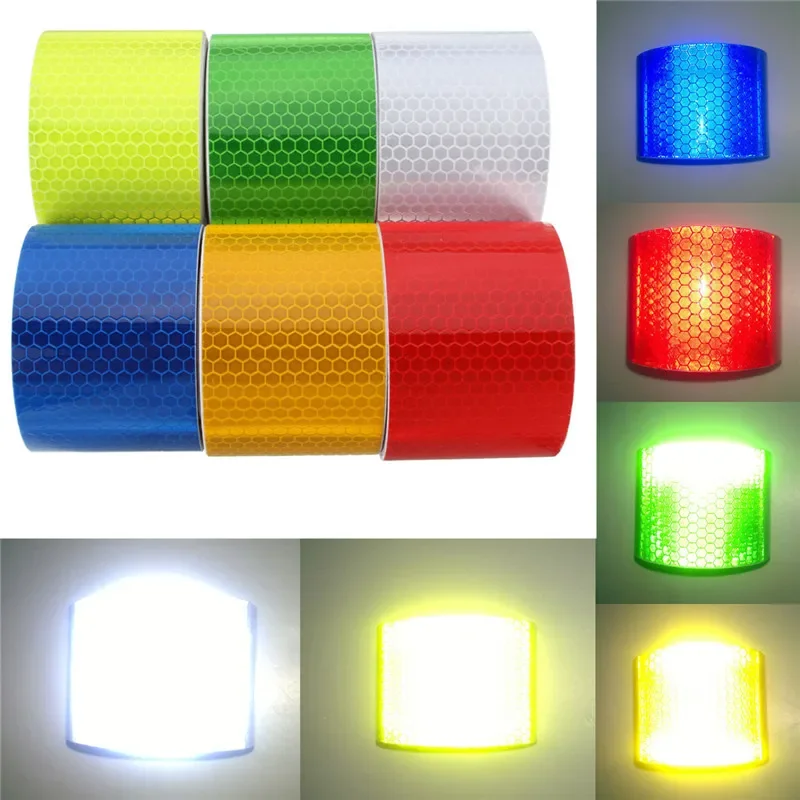 Nieuwe 1Pcs Waterdichte Pure Kleur Licht Reflecteren Veiligheid Voorzichtigheid Reflecterende Tape Waarschuwing Tape Sticker Zelfklevende Tape