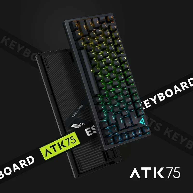 Imagem -02 - Vxe Atk75 E-sports Teclado Mecânico Interruptor Magnético Pbt Transparente Key Cap Junta Retroiluminada Rgb Gamer v Hub Gaming