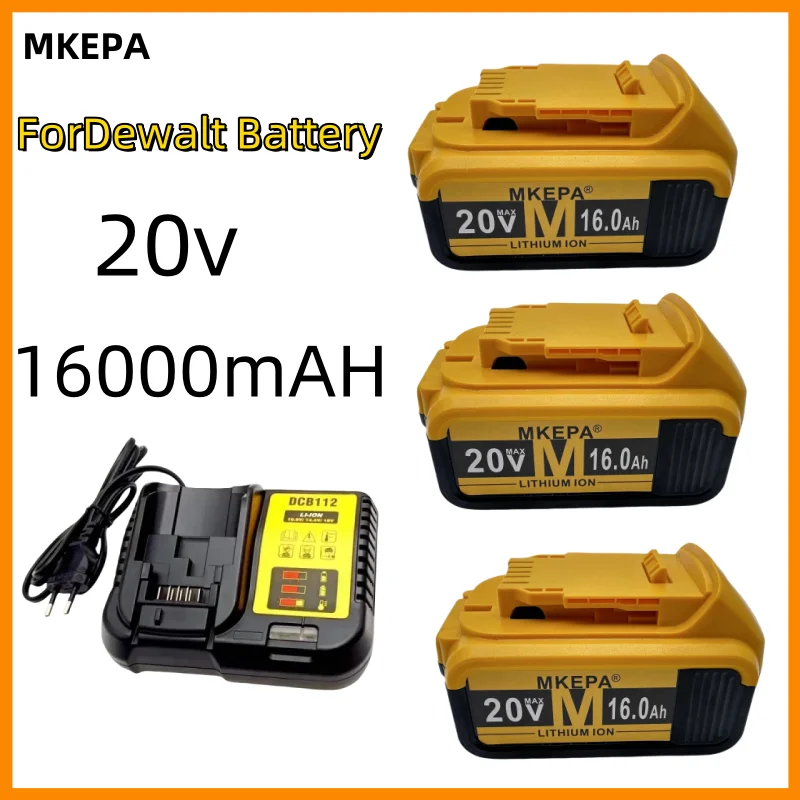 New 100% Original 16000mAh 20V for Dewalt Power Tool Battery DCB206 20V 12.0Ah Battery DCB206 20V Battery DCB205 DCB204-2 DCB200