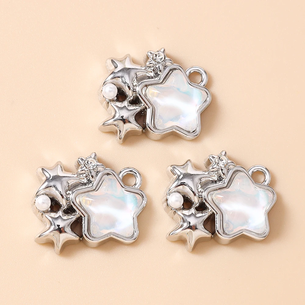 Leslie 5 Stück 15*20mm Wunderschöne Y2K Kristallstern-Anhänger für Halsketten, Armbänder, Schmuckherstellung, DIY-Basteln – Detail 6