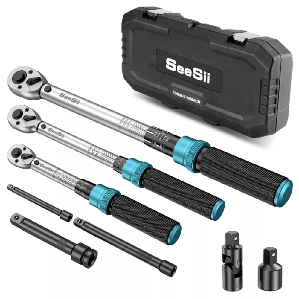 Seesii Ratchet Wrench Set Metric Impact Sockets Ratchet Spanner Complete Tool Kit Professional Garage Repair Tool