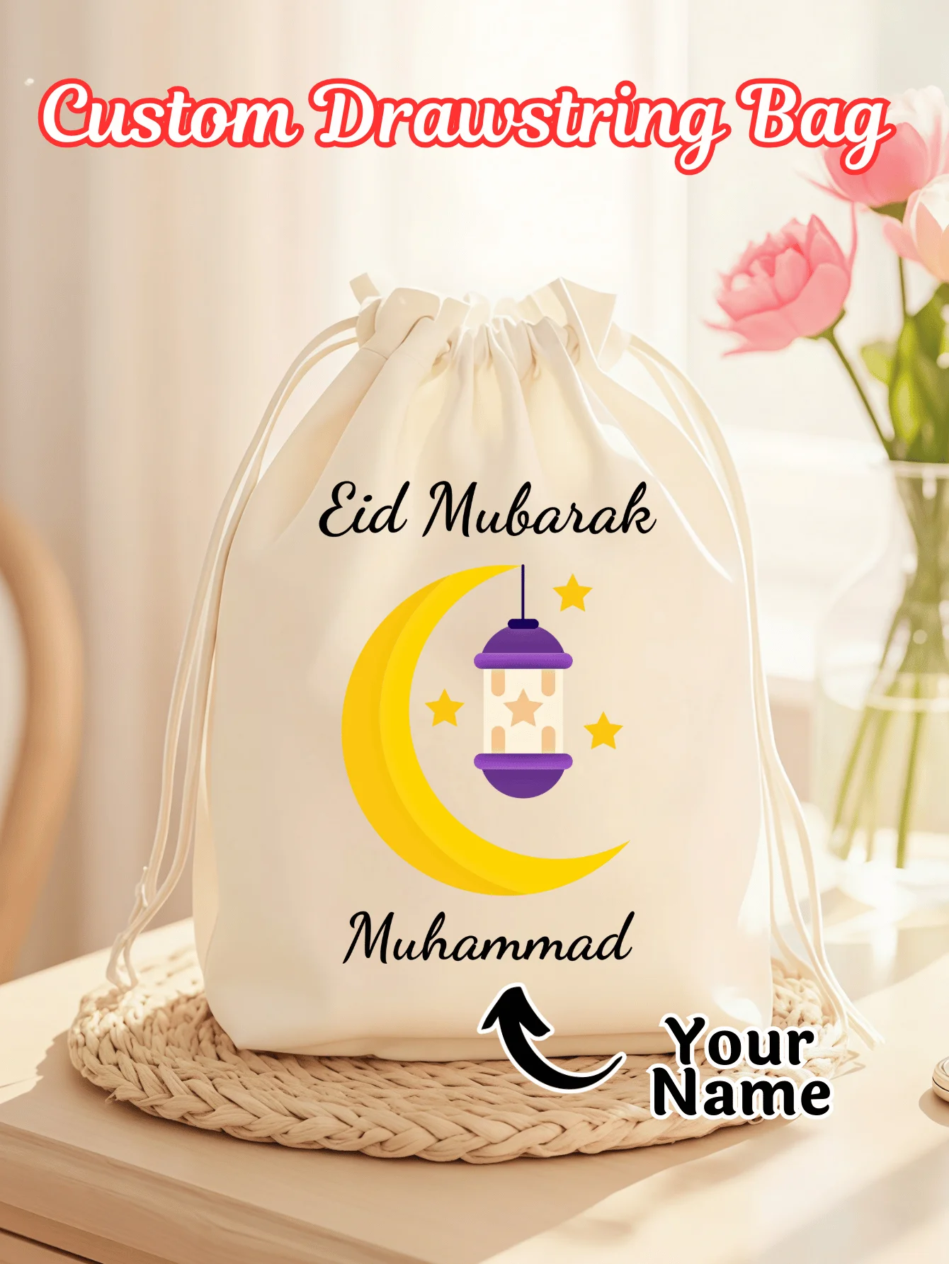 

Custom Text Drawstring Backpack, Lightweight, Portable, Durable, Waterproof, Spacious, Versatile, Stylish,