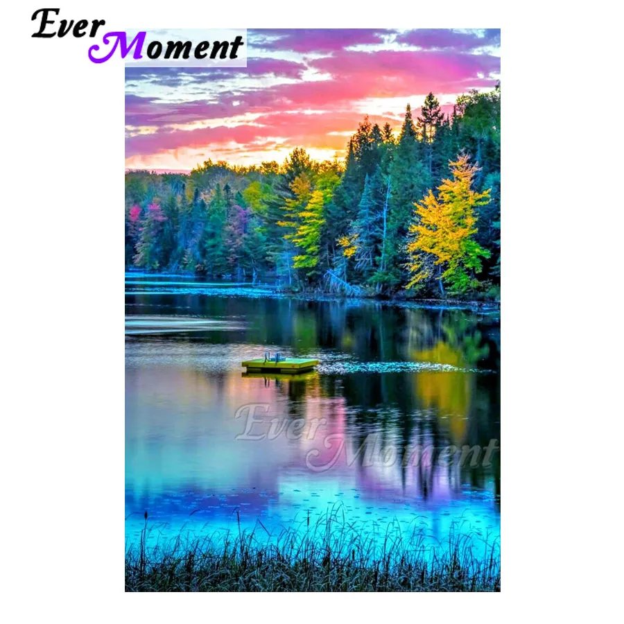 

Ever Moment Square Resin Drills Diamond Painting Landscape Tree Lake Cross Stitch Diamond Embroidery Mosaic Rhinestone ASF1662