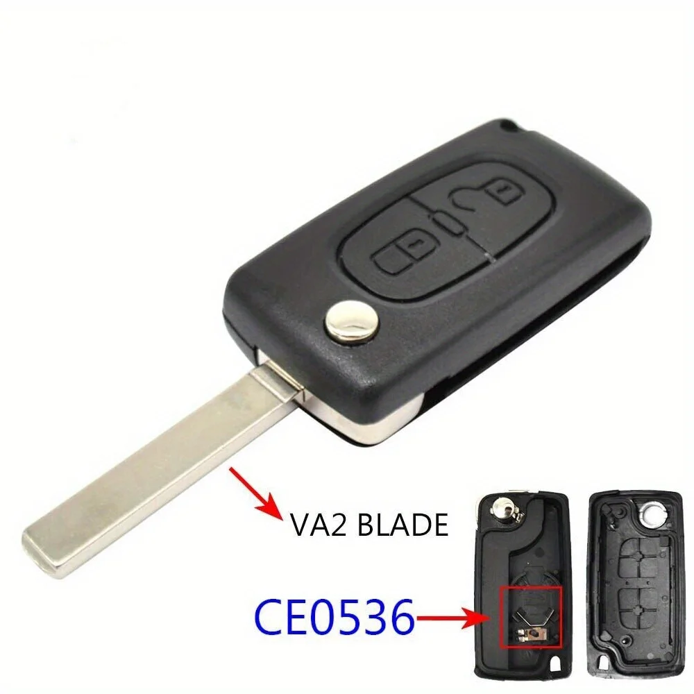 2 Knop Auto Afstandsbediening Flip Sleutel Shell Case Voor Peugeot Voor 308 Voor 207 Voor 307 Voor Citroen Voor C2 voor C3 Voor C4 Voor C6