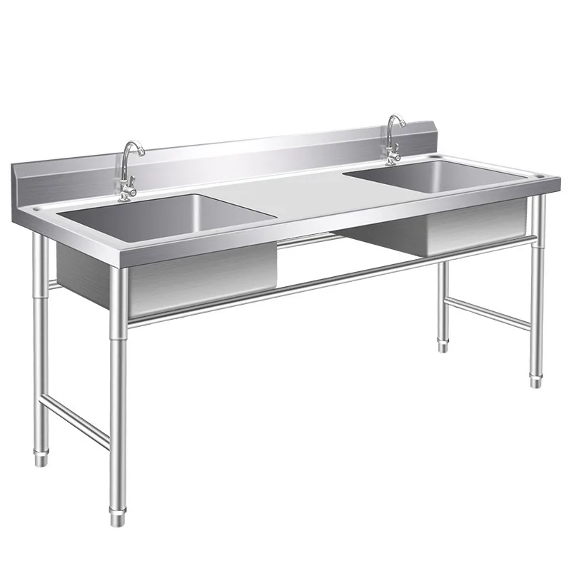

Sink with platform, sink, vegetable basin, a complete set of commercial double slots with brackets
