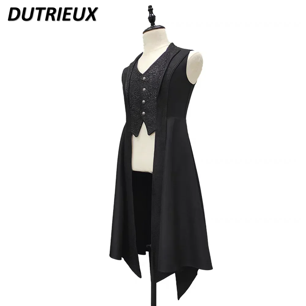 2025 일본 고스 로리타 롱 레트로 슬림핏 베스트 재킷 및 싱글 브레스티드 긴팔 셔츠 반바지 핸섬 슈트